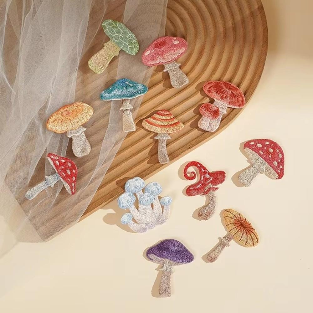 Mushroom Pattern Shoulder Bag Patches 6cm DIY Bag Decoration Iron On Patches  Countryside Style