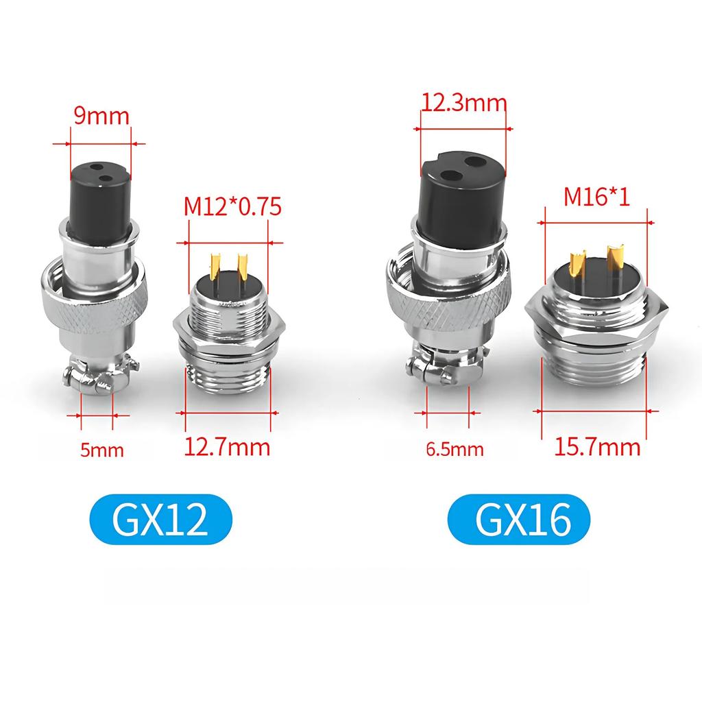 5/20/100Set GX16 Gold Plated Aviation Plug Socket  2 3 4 5 6 7 8 9 10 PIN Male Female 16mm M16 Wire Panel Circular Connector