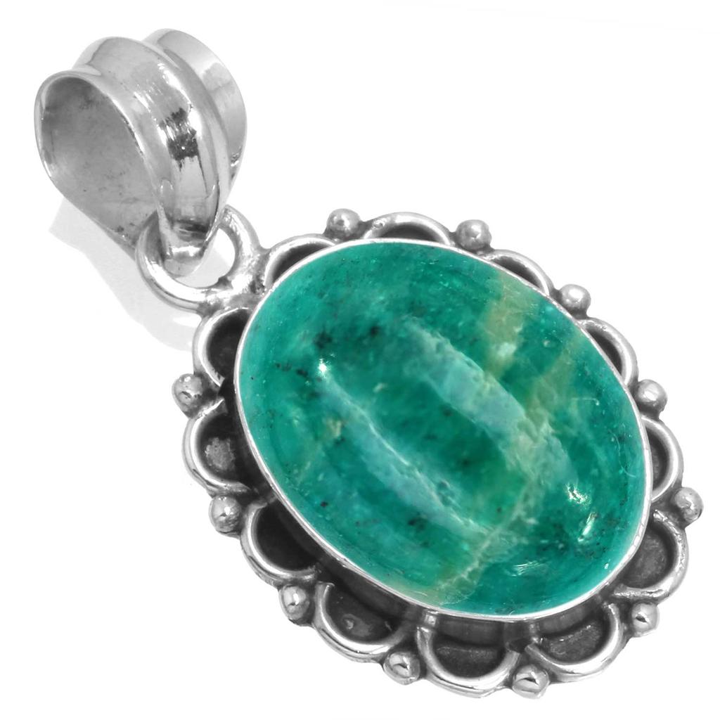 925 Sterling Silver Pendant Women Gemstone Handmade Jewelry Anniversary Gift Amazonite Angelite Blue Opal Botswana Agate Mohave Azurite Chrysocolla