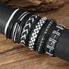 Foreign trade new street hip-hop style adjustable leather woven hand rope set, cross-border men's DIY leather bracelet