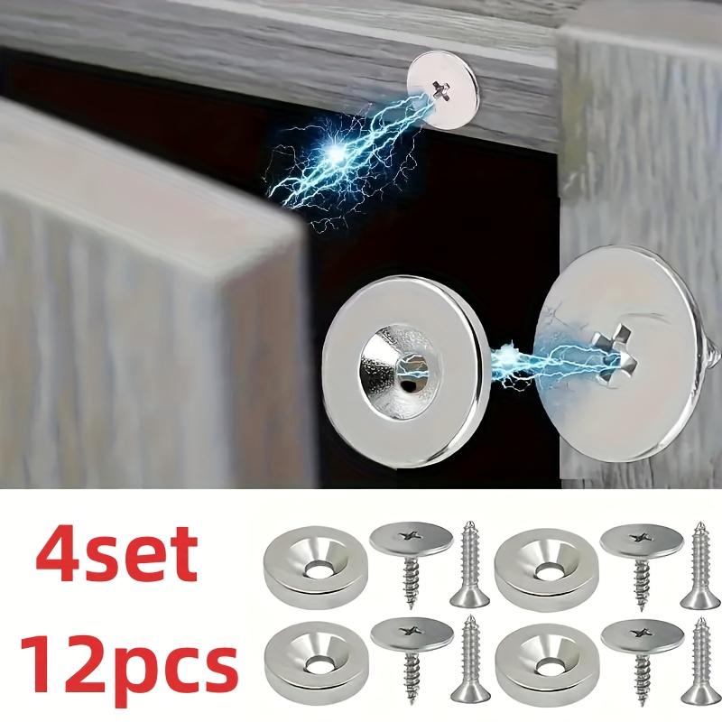 Cabinet Door Magnetic Closure Metal Magnetic Catch for Hidden Closing - Suitable for Furniture Cabinet, Kitchen Glass Doors