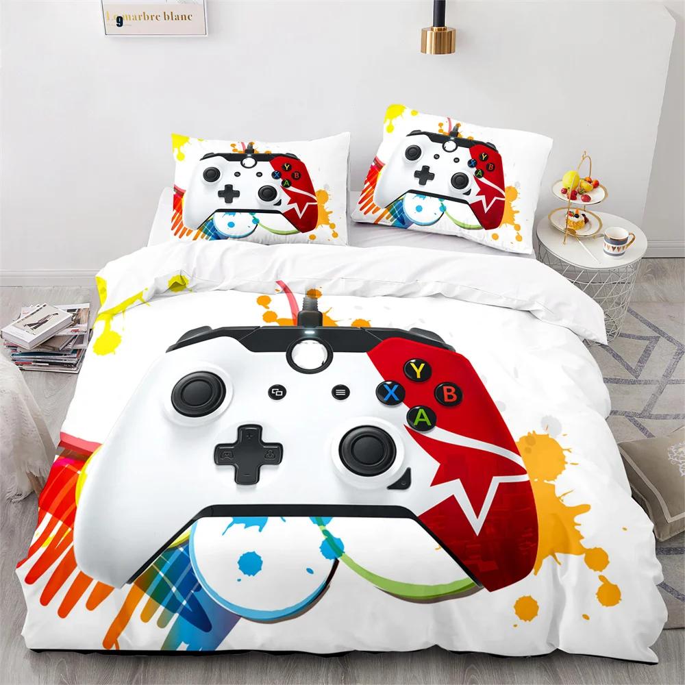 Comforter Colourful Gamepad Single Double Size Video Gamepad Pattern Boy For Bedroom Decor Polyester Comforter