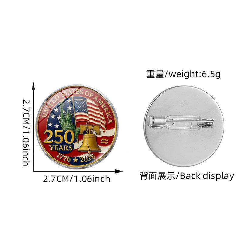 2026 American Independence 250th Brooch, Alloy Celebration Badge July 4th Decorative Pin