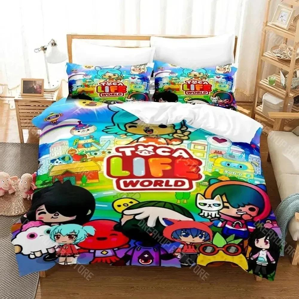 3D Anime Game Toca Bocas Bedding Set King Twin Double Child Bedding Set Microfiber or Polyester Duvet Cover Set Home Textiles