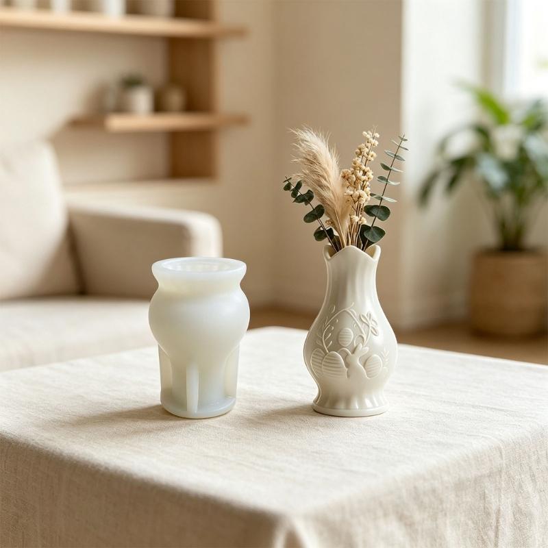 Silicone Vase Mold for Handmade Resin Casting, Relief Body with Waved Opening, 12.5 X 8.3 Cm, 1 Piece for Hobby Craft Display Uses