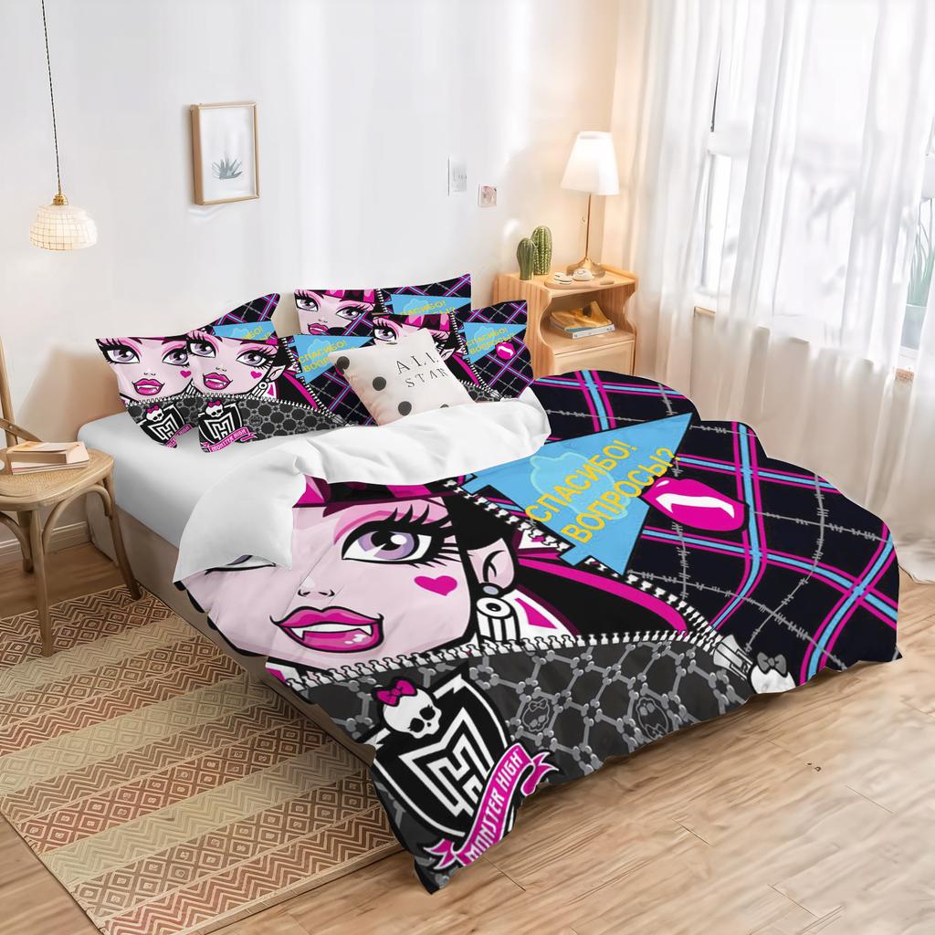 Cartoon Bettbezug Monster Girls Cartoon Für Mädchen Hautfreundlich Atmungsaktiv Bettdecke Wärme Kinderzimmer Bettwäsche