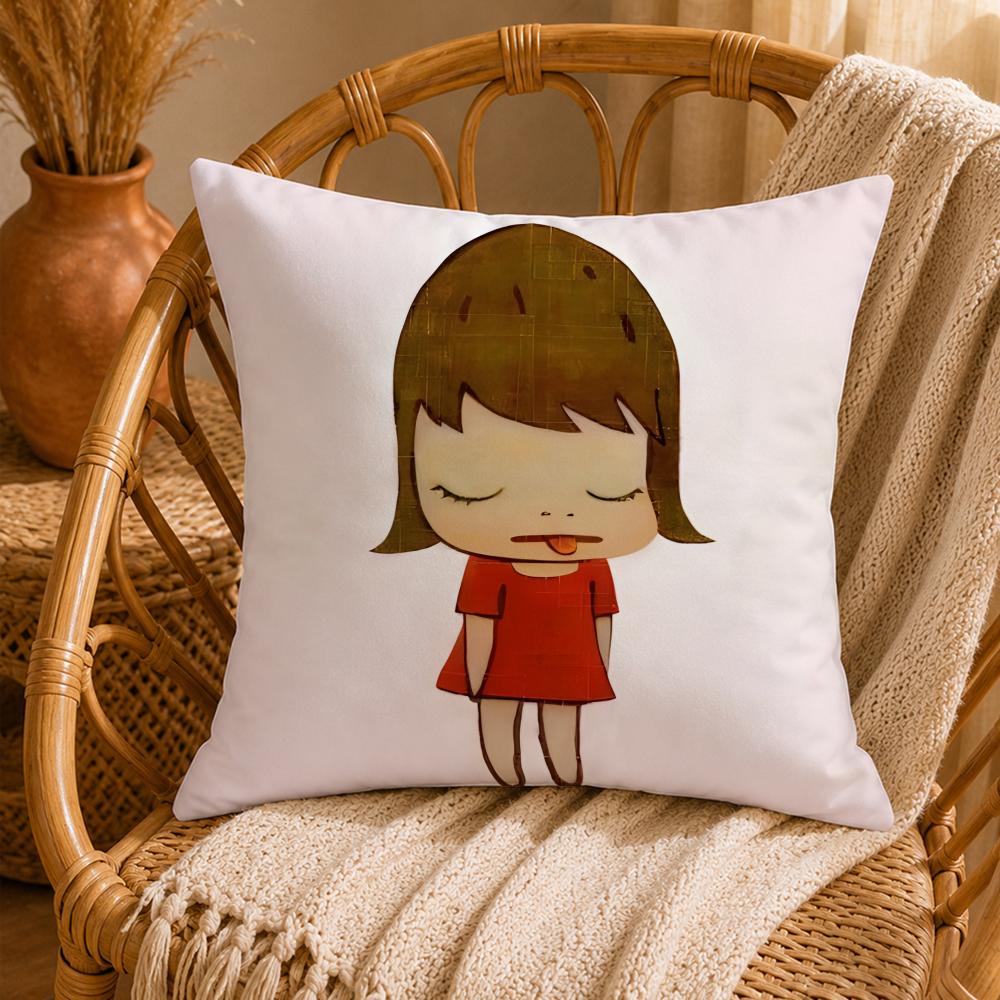 Whimsical YYoshitomo NaraS Cushion Cover Ultra Soft Pillowcase CloudLike Comfort Fabric with Concealed Zipper