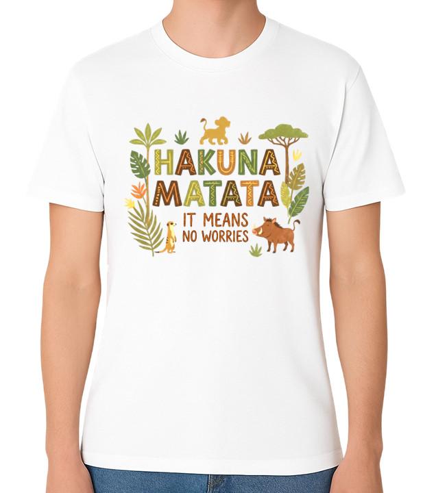 Hakuna Matata T-Shirt Cute Safari Animal It Means No Worries Unisex Tee S разноцветный