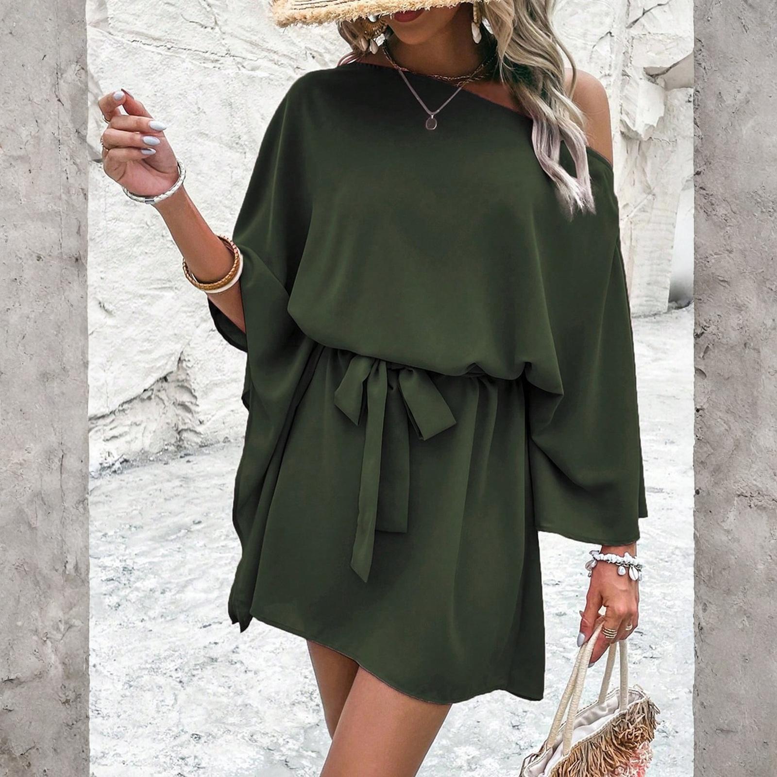 Женское повседневное модное платье с круглым вырезом, длинными рукавами и ретро-принтом на рождественскую тематику XL