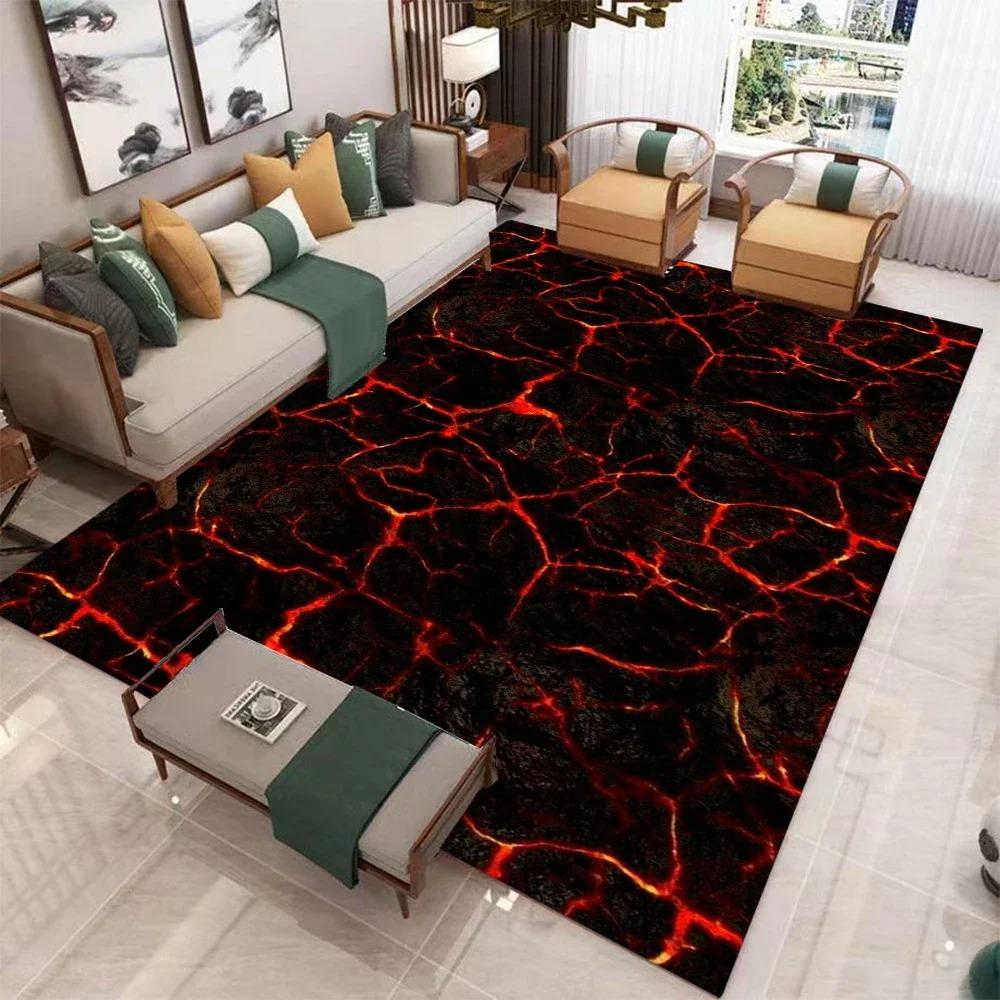 Exquisite non-slip volcanic lava pattern area rug flannel texture handmade perfect for living room bedroom dormitory mat INS