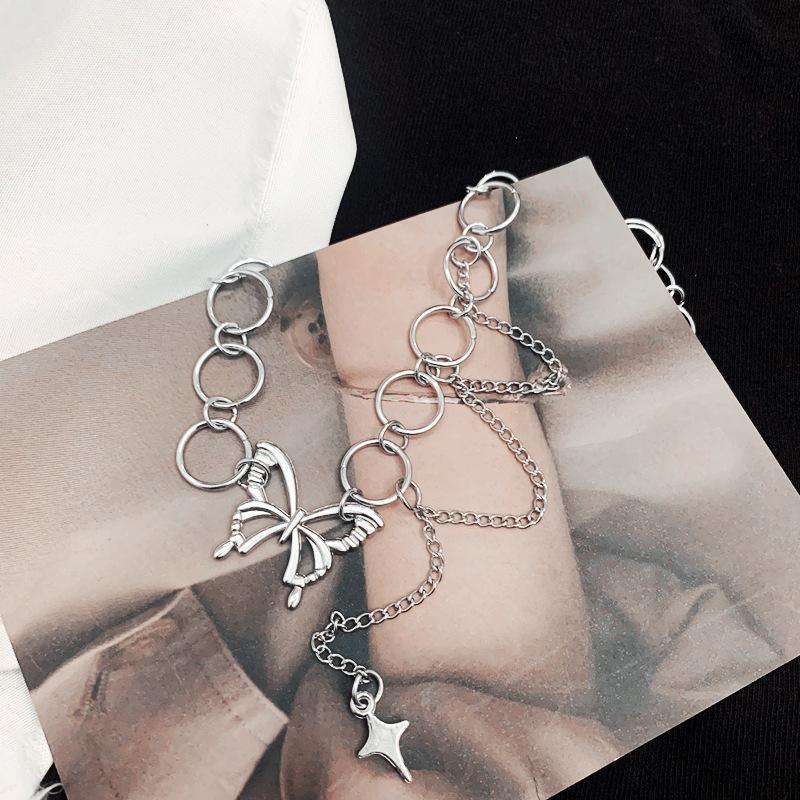 Silver Color Butterfly Choker Pendant Necklace Women Gift Necklace Light Luxury Punk Geometric Sweet Cool Clavicle Neck Jewelry