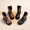 Retro Embroidered Western Cowboy Boots for Children, Fashionable Square Toe Ankle Boots, Knight Boots