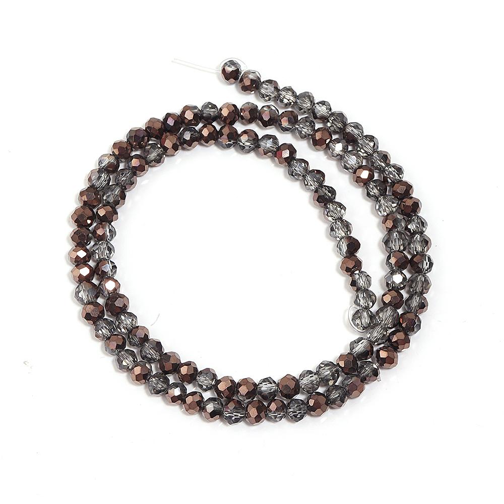 

1 Strand 4 6 8mm Faceted Crystal Beads Gold Grey Glass Loose Spacer Beads For Jewelry Making DIY Bracelet Necklace Accessories
