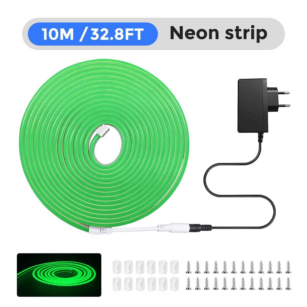 

10M/32.8FT светодиодная неоновая лента 24V силиконовая для помещений и улицы 120 светодиодов/м IP67 водонепроницаемая режущаяся гибкая для бара, дома, ТВ, свадьбы US Plug&10m