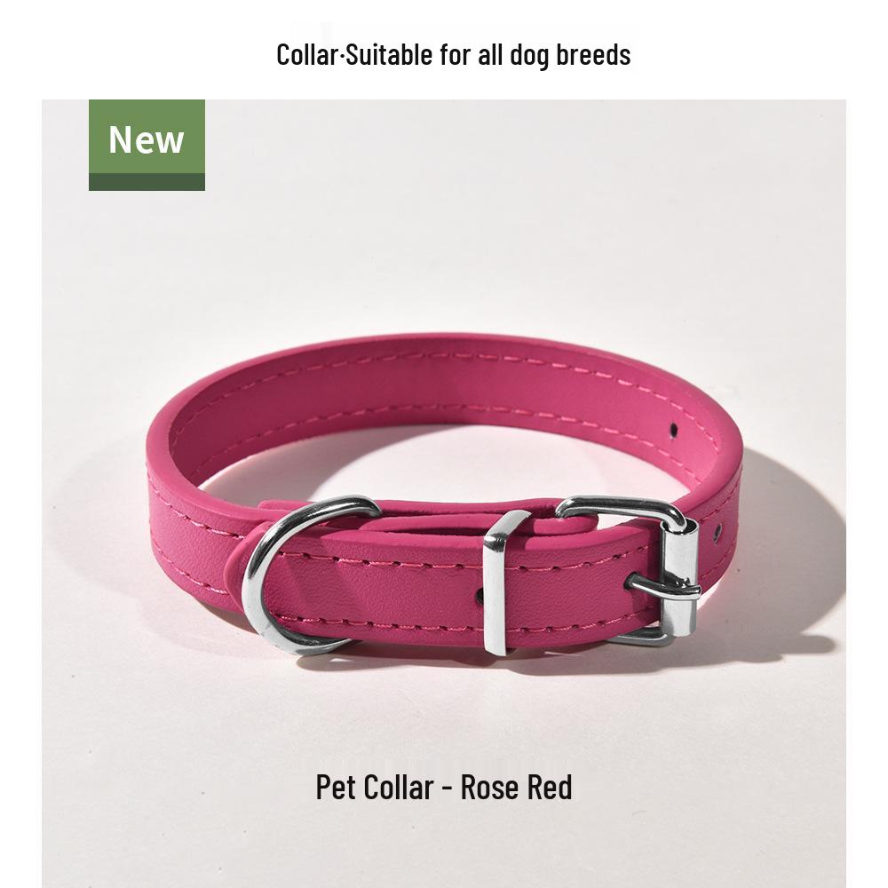 PU Leather Dog & Cat Collar for Small/Medium Breeds - Outdoor Walking Accessory