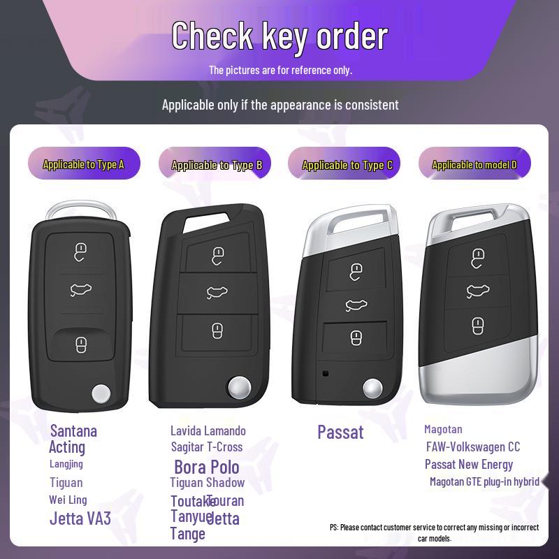 Compatible Key Cover for Volkswagen Sagitar, Tiguan, Passat, Bora, Lavida, Tayron, T-Roc, CC, Polo, and Lamando