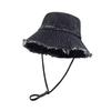 Damen Stoff Stoff Fischer Eimerhut Verstellbarer Sonnenhut Strand Outdoor Camping Reise Kopfbedeckung für Urlaubsbekleidung