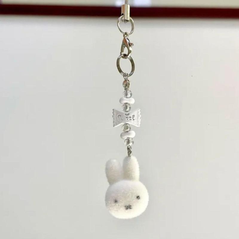 Kawaii Miffy Keychain Cute Cartoon CCD Hanging String DIY Hand-made for Girls with An Ins-style Mobile Phone Chain.