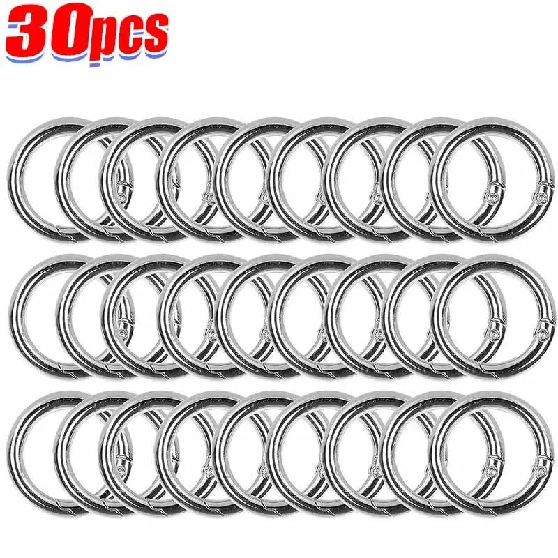 30/10pcs Metal O Ring Spring Clasps for DIY Jewelry Openable Round Carabiner Keychain Bag Clips Hook Dog Chain Buckles Connector