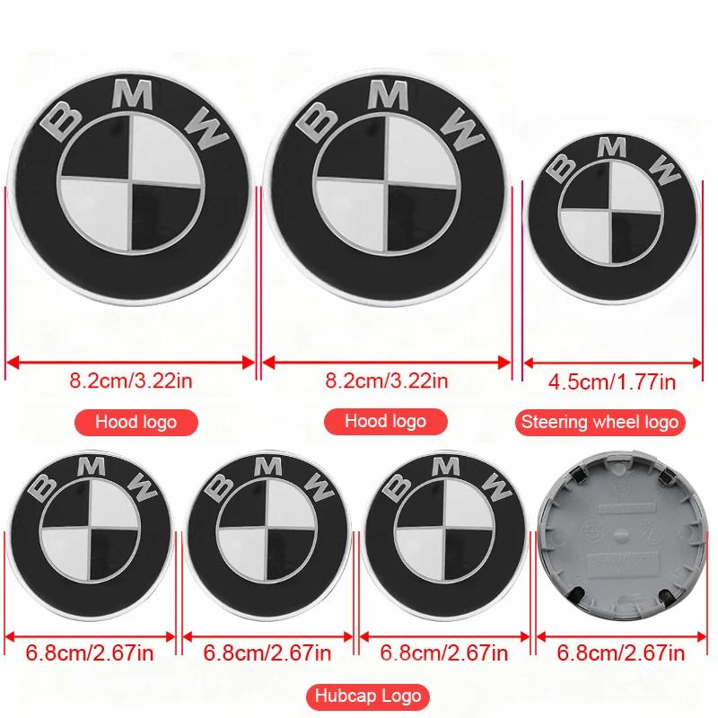 

7Pc 56/68mm 45mm For BMW G26 E61 G32 E60 G23 F16 E36 G38 F06 front and rear car logos hub center cover steering wheel sticker