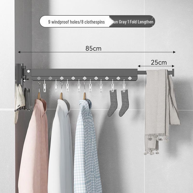 Wall-Mounted Retractable Clothes Drying Rack for Balcony and Bay Windows