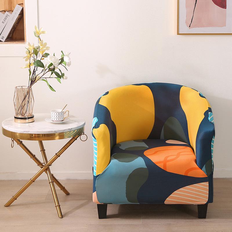 Elastic Full Package Semi-circular Bathtub Small Single Person Sofa Cover, Internet Cafe Coffee Shop Wine Room Print Cover