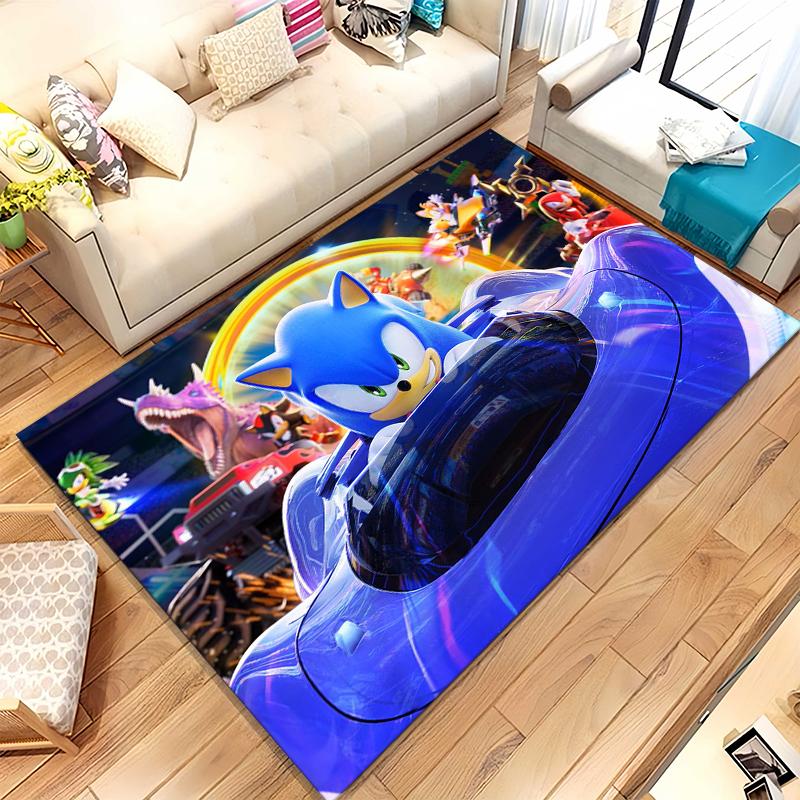 Retro S-Sonic Cartoon Games Living Room Non-Slip Area Rug Soft Carpet for Bedroom Kids Playroom Sofa,Home Decor Doormat Gift