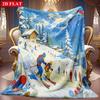 1pc 2D Snowy Mountain Ski Scene Themed Pattern Flannel Blanket, Soft HD Digital Print, Cooling Blanket All-Season Use! Soft And Breathable 100% Polyes