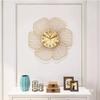 Golden Metal Flower Shape Wall Clocks Simplicity Fashion Modern Home Furnishings Living Room Restaurant Decorate Mute Wall Watch
