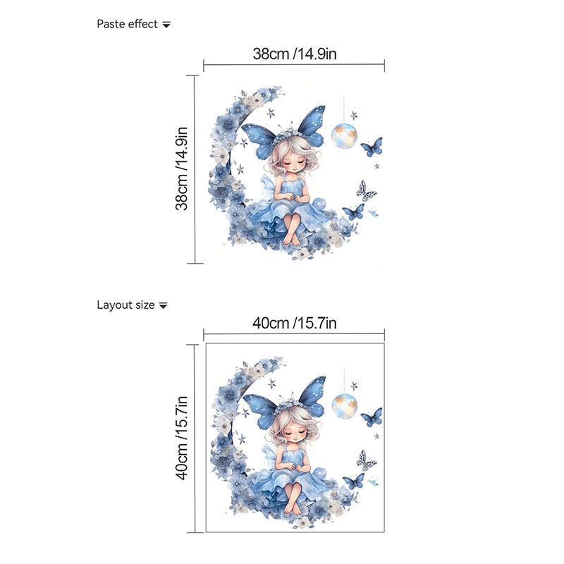 Blue Moon Girl Self-Adhesive Wallpaper Stickers for Children's Room, Living Room, Bedroom Decoration