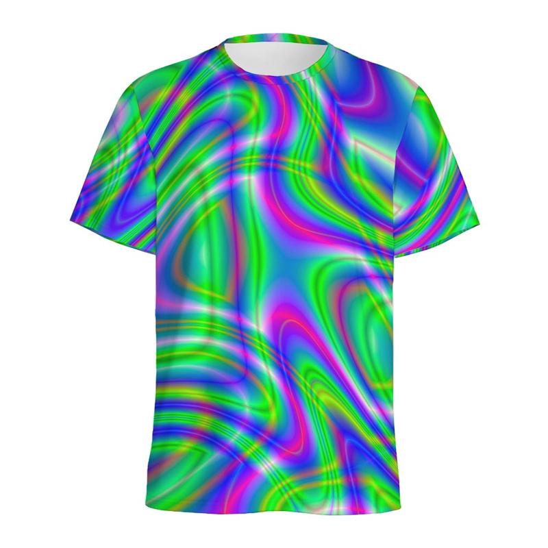Unisex Abstract Colorful Liquid Trippy Pattern T Shirt For Women Summer Casual Round Neck Short Sleeve Tees Women Tops 3d Printed T-Shirt