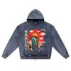 DTG Print Knitted Denim Zip-Up Hoodie Japanese_streetwear 8 Brother Print Zipper Hoodies  