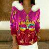 Damen Lockerer Und Bequemer Lässiger Mode Halb-Reißverschluss Kapuzenpullover Langarm Karnevals-Print Oberteil