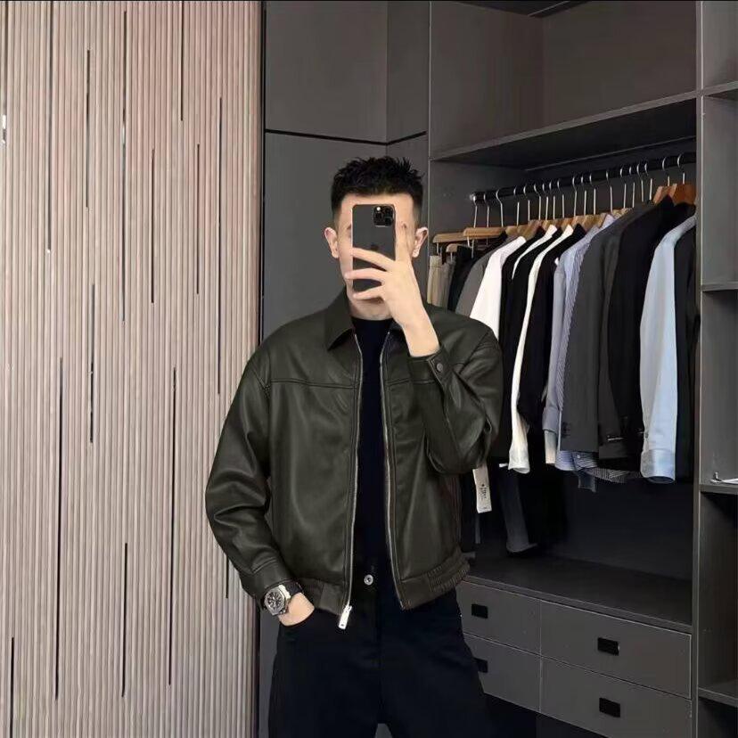 Men's Autumn Motorcycle Leather Jacket – Trendy, Cool, Casual, Loose-fit PU Leather