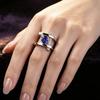 European and American New Fashionable Retro Simple Blue Zircon Inlaid Women's Ring