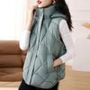 Women Plus Size Korean Style Autumn Winter Warm Hooded Sleeveless Cotton Padded Parka Loose Fashion Coat