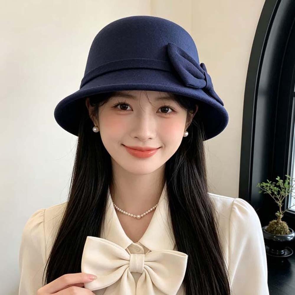 Soft Felt Retro Cloche Cap Warm Fleece Vintage Fedora Cap Winter Woolen Hat Shopping Day