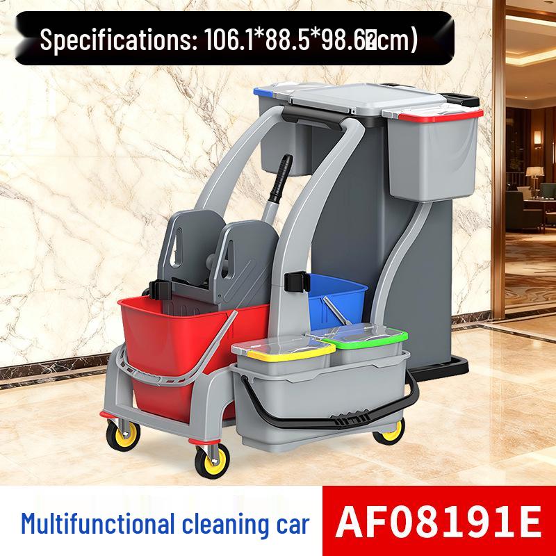 Baiyun AF08191 Multifunction Cleaning Cart with Mop & Wringer Bucket, Storage, and Hotel Service Features