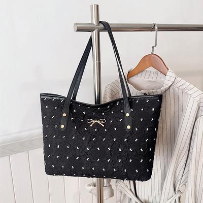 Fresh and Light-colored Printed Fashionable Texture Hand-held Commuting Single-shoulder Tote Bag