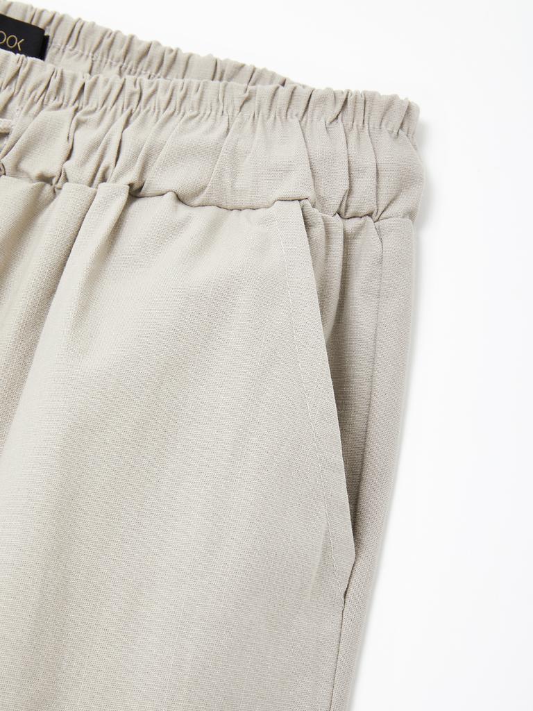 IKALOOK Linen Washed Spandex Elastic Waist Pants Cpt109