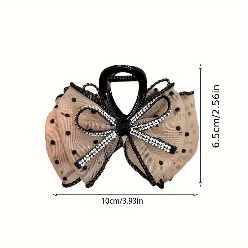 Mesh Bow Rhinestones Hair Clip for Women Elegant Hair Clamp Fashion Girl Ponytail Clip Hair Accessories