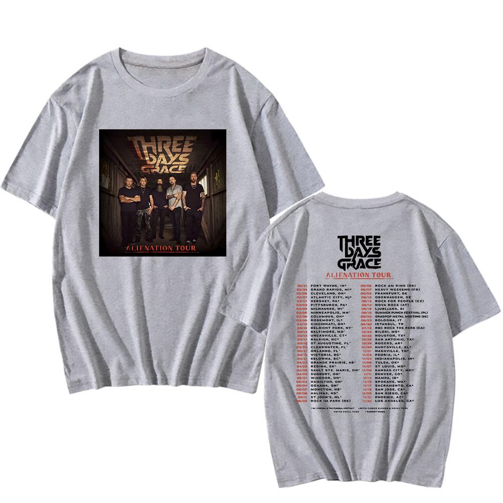 Three Days Grace Alienation Tour 2026 T-shirt Unisex Streetwear Rock Band Heavy Mental Tshirts Cotton Short Sleeve Male T Shirts