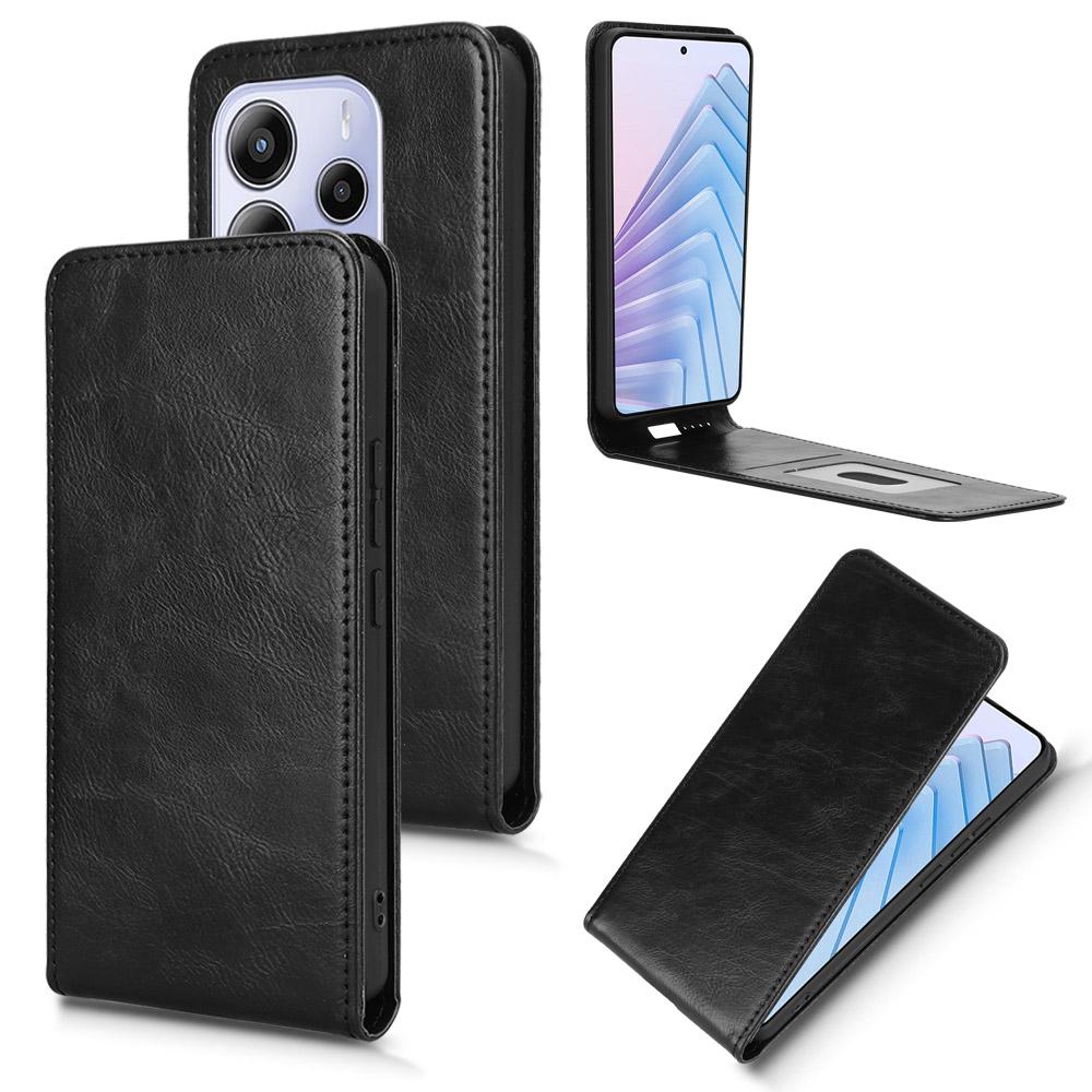 For Xiaomi Redmi Note 14 4G (163.25x76.55x8.16mm) Etui med kortlomme Magnetisk vertikalt flipdeksel i lær