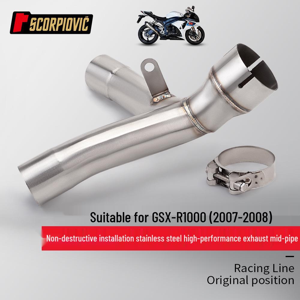 Stainless Steel Mid-pipe for 2007-2011 GSXR1000 K9 Motorcycle Exhaust