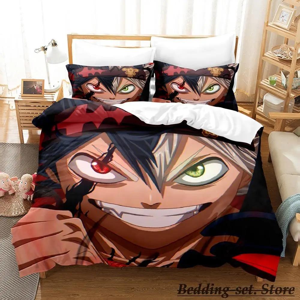 Black Clover Bettwäsche-Set, Einzelbett, Doppelbett, Queen-Size-Bett, King-Size-Bett, Erwachsenen- und Kinderschlafzimmer, Bettbezug-Sets, Anime-Parure de Lit-Bett
