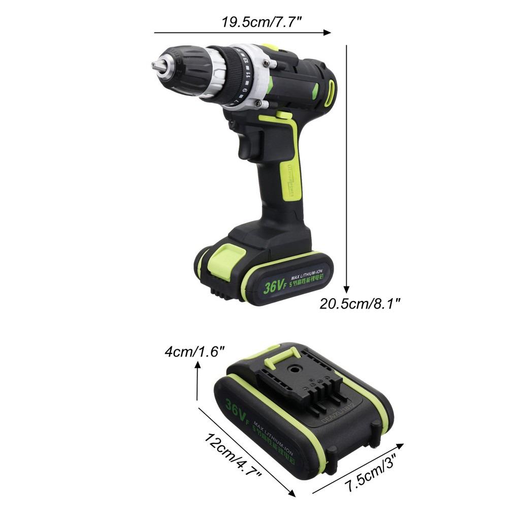 15-speed Double Speed Power Power Tool 100-240V AC Rechargeable Electric Screwdriver Wireless Cordless Drill Hammer Drill Battery LED Light
