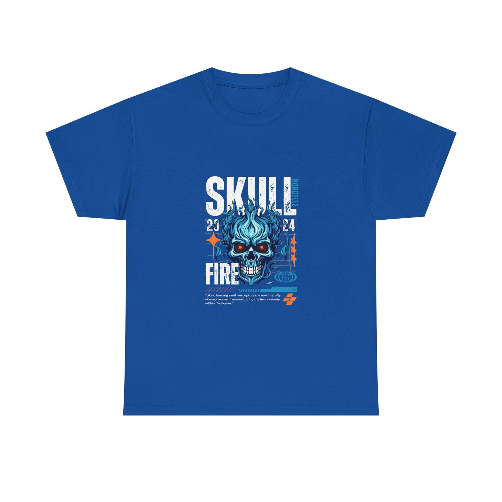 

Skull Fire Graphic Unisex Cotton Tee for Concerts, Festivals, Halloween Parties 5XL різнокольоровий