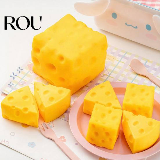 Cheese Sensory Toy Simulated Squeeze Unbreakable Stress Relief Slow Rising Decompression Block Fidget Simulation Food Pinch Square