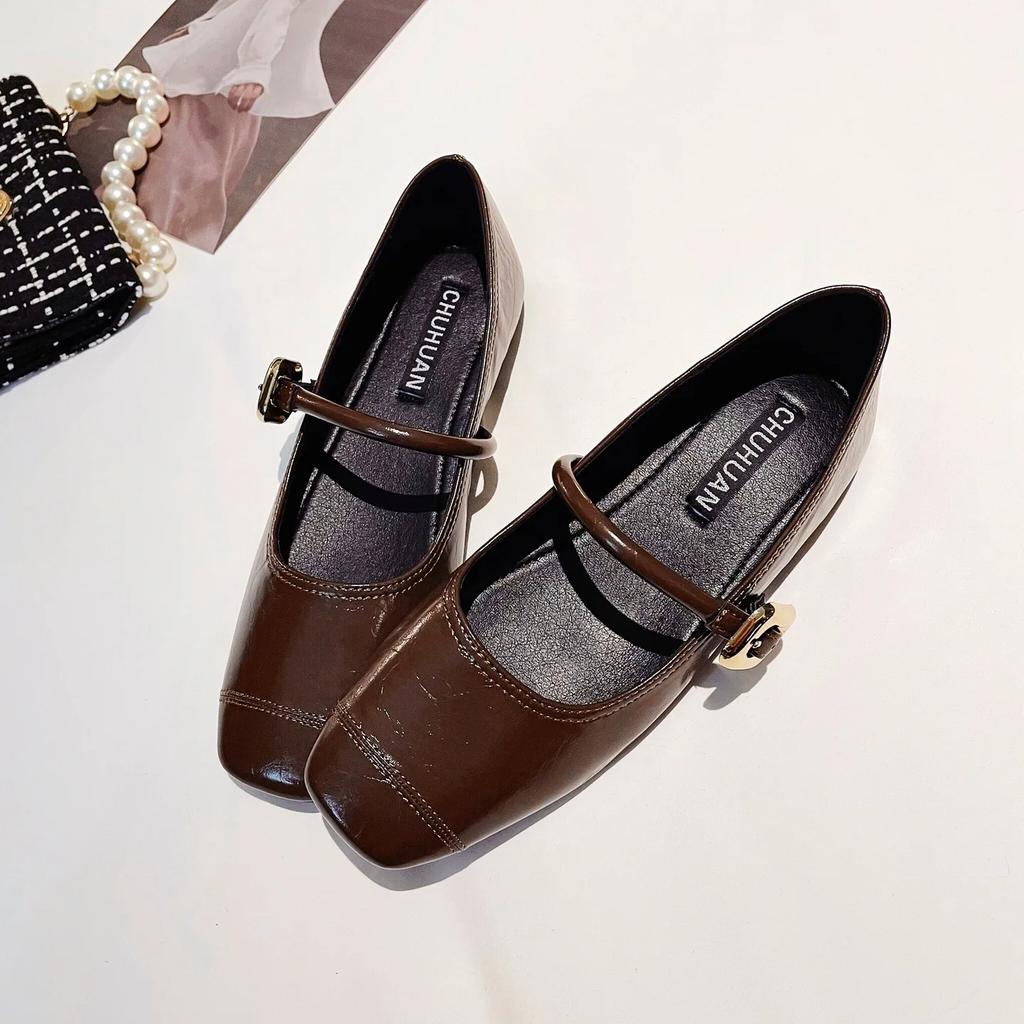 Fashion Flat Shoes Women's Spring Autumn Mary Jane New 2025 Red Plus Size Women's Shoes 41-43 Luxury Ladies Shoes Zapatillas