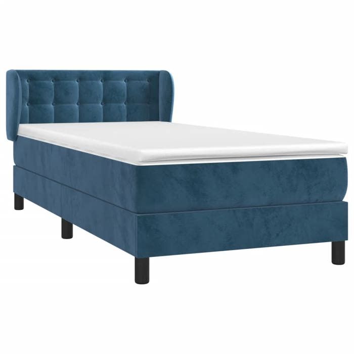 3127707 vidaXL Lit à sommier tapissier avec matelas Bleu foncé 90x190 cm